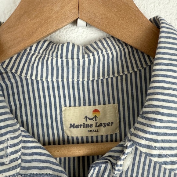 Marine Layer Women’s Lightweight Pinstripe Button Up Down Shirt Small - Picture 2 of 5